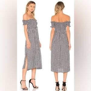 Bardot Black and White Off-Shoulder Gingham Dress Size Small